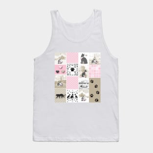 Cat Lovers Patchwork Pattern Tank Top